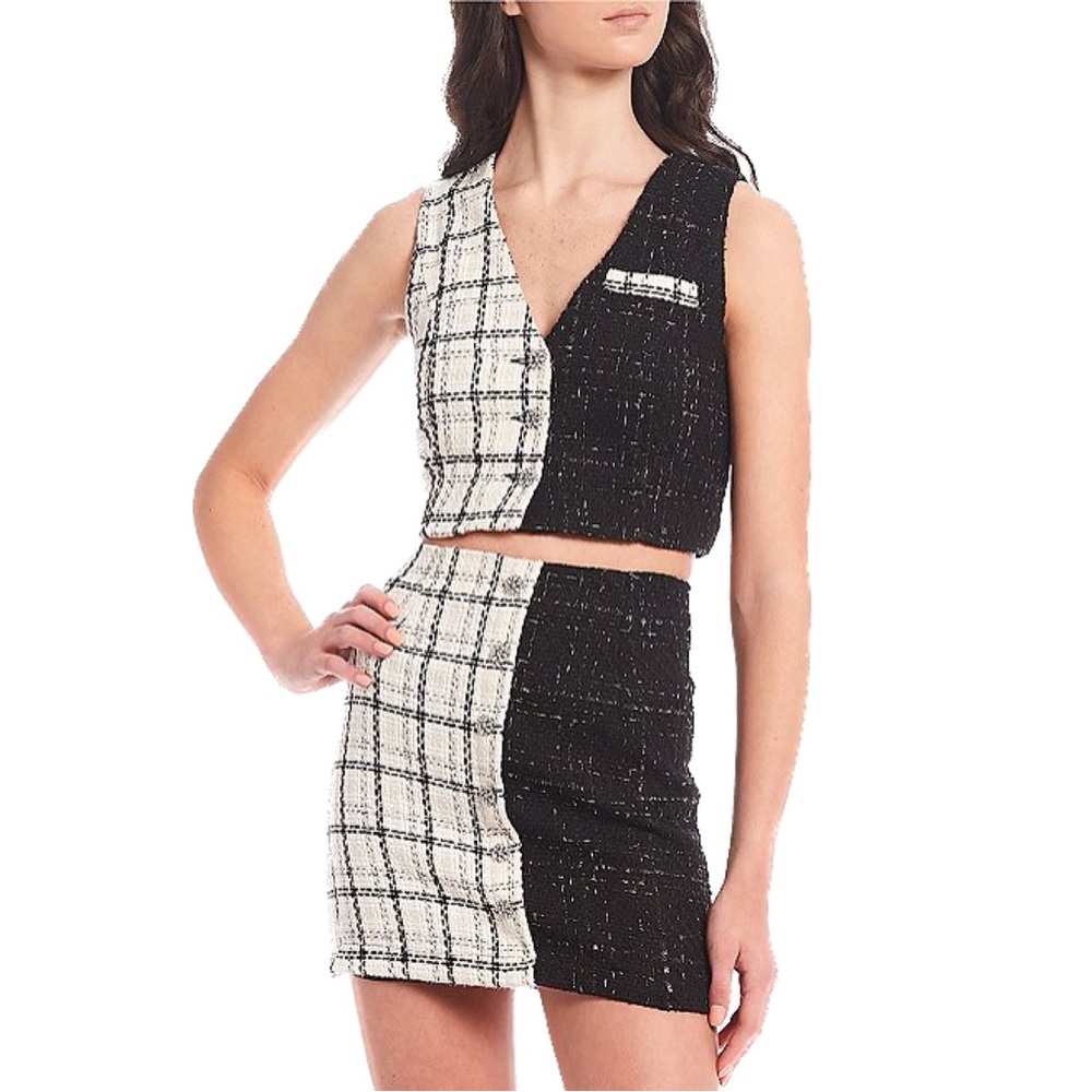 Gianni Bini Black and White Plaid Two-Piece Set